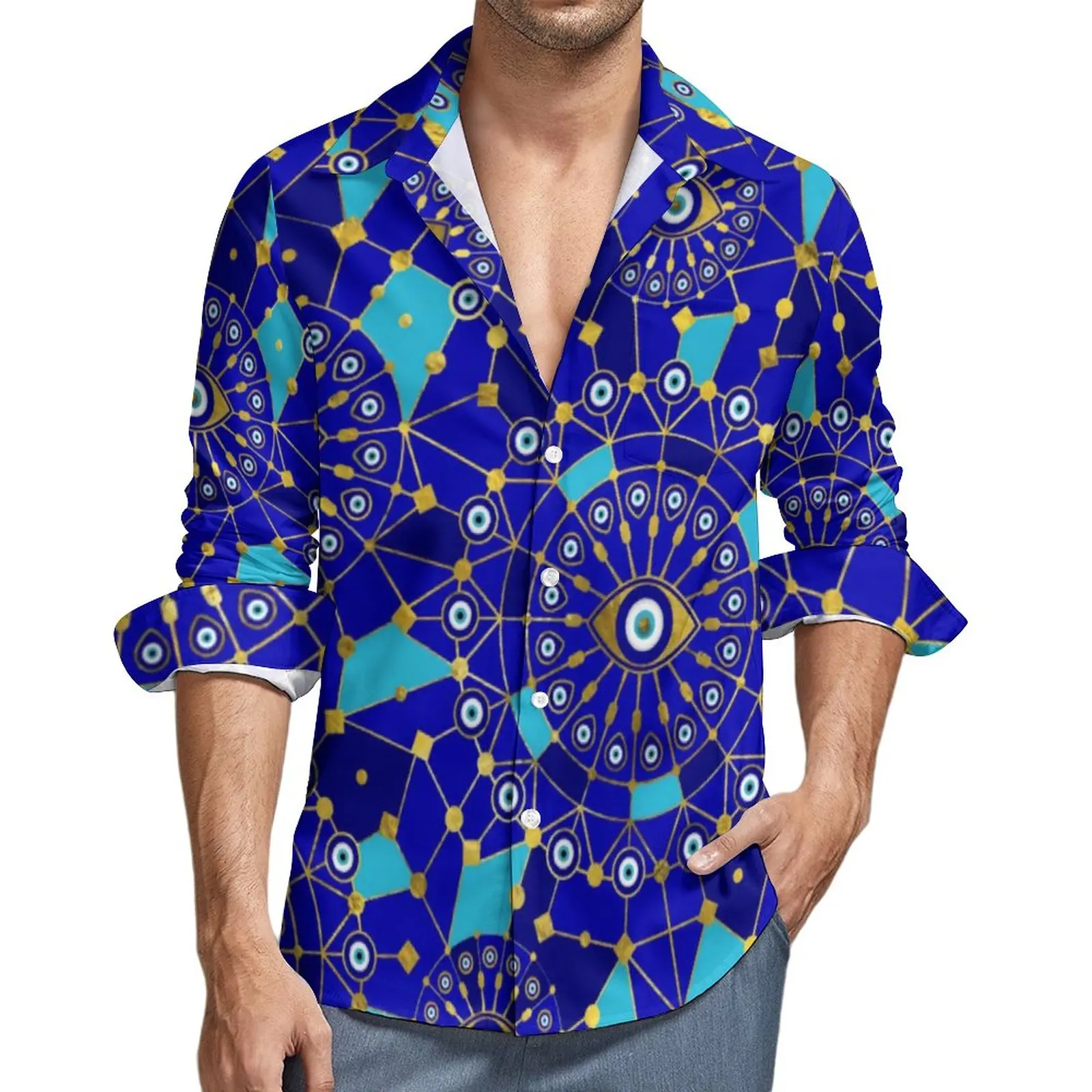 Greek Evil Eye Print Casual Shirts Male Nazar Charm Shirt Long Sleeve Trending Y2K Blouses Autumn Graphic Tops Big Size
Greek Evil Eye Print Casual Shirts Male Nazar Charm Shirt Long Sleeve Trending Y2K Blouses Autumn Graphic Tops Big Size