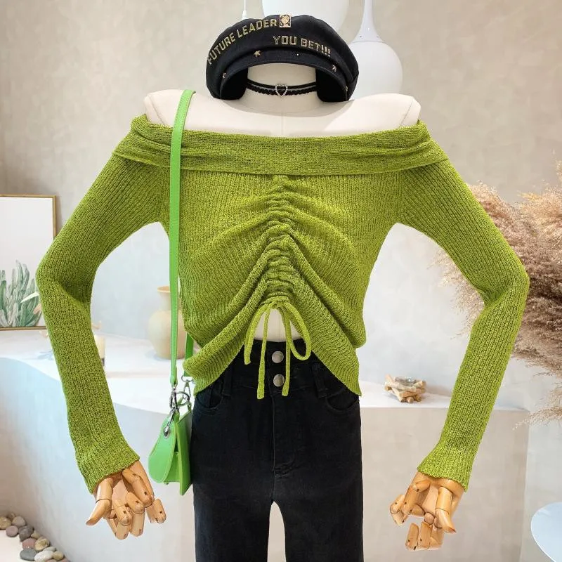 New Women's Clothing 2022 Autumn off shoulder drawstring long sleeve bottoming sweater knit shirt Top
New Women's Clothing 2022 Autumn off shoulder drawstring long sleeve bottoming sweater knit shirt Top
