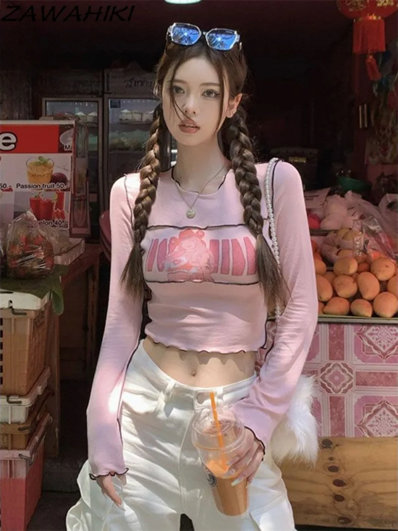 Sweet Cool Girls Y2K Aesthetic Pink Long Sleeve T Shirt Women Spring Autumn Slim Letter Cartoon Graphic Print Chic Streetwear
Sweet Cool Girls Y2K Aesthetic Pink Long Sleeve T Shirt Women Spring Autumn Slim Letter Cartoon Graphic Print Chic Streetwear