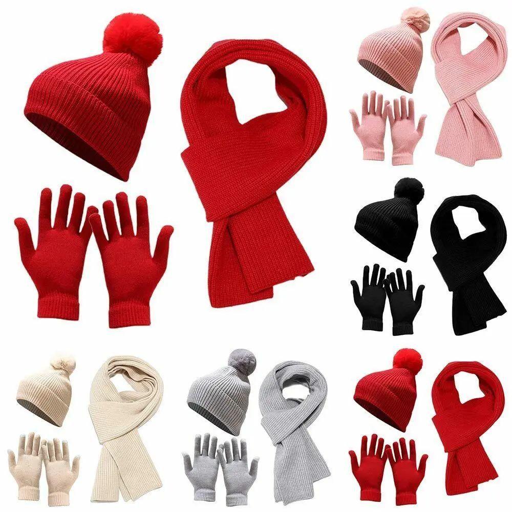 Fashion Knitted Beanie Cap Thick Beanie Hat Touchscreen Gloves Hat Scarf Gloves Set Ladies Hat Warm
Fashion Knitted Beanie Cap Thick Beanie Hat Touchscreen Gloves Hat Scarf Gloves Set Ladies Hat Warm