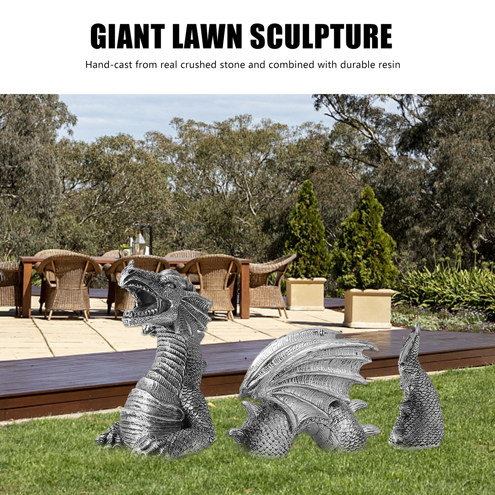 

Resin Giant Lawn Sculpture Gothic Dragon Sculptures Fantasy Dragon Figures Art Garden Patio Lawn Statues Decoration Sculptures