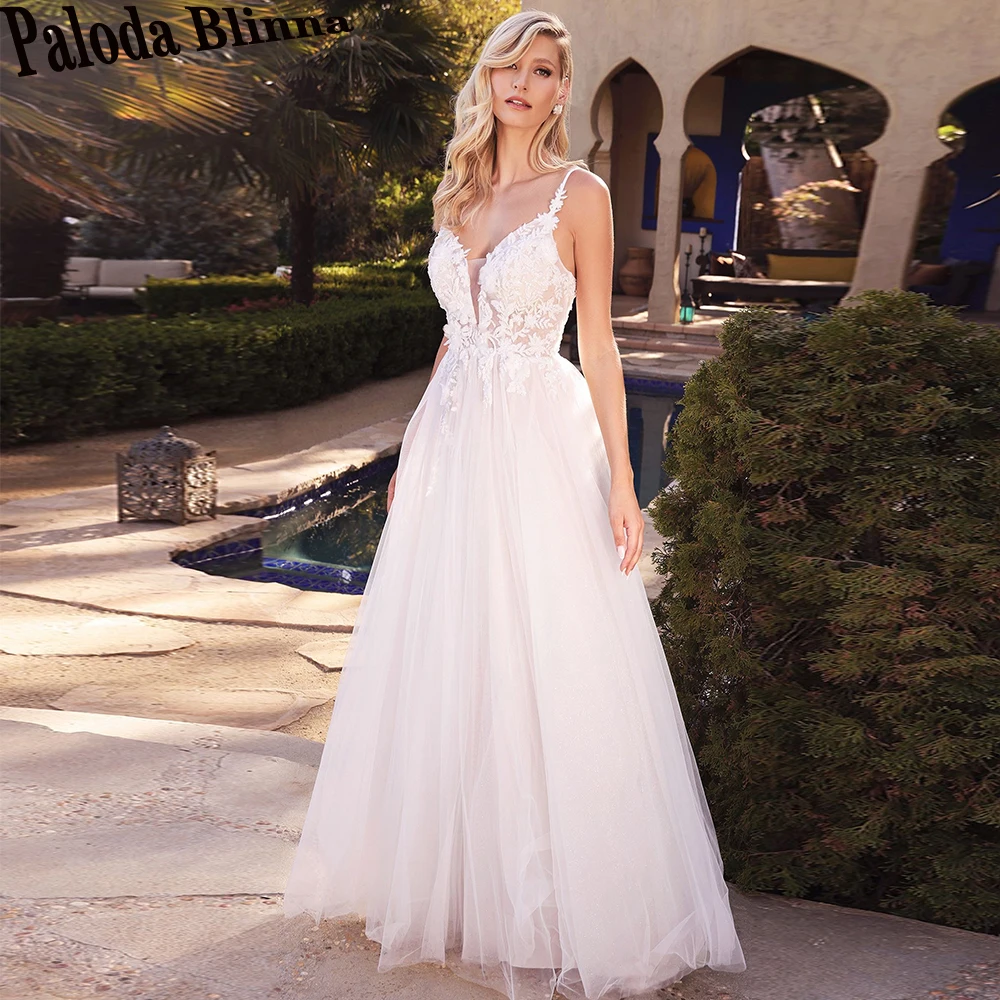 Paloda Simple V-Neck Sleeveless Wedding Gown For Bride Spaghetti Straps Floor Length Zipper Tulle Appliques Robe De Mariée
Paloda Simple V-Neck Sleeveless Wedding Gown For Bride Spaghetti Straps Floor Length Zipper Tulle Appliques Robe De Mariée