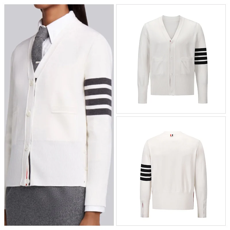 TB THOM Women's Sweater Autumn Winter 4 Button Coat Fashion Brand Men's Clothing Striped 4-Bar V-Neck Wool Knitted Slim Cardigan
TB THOM Women's Sweater Autumn Winter 4 Button Coat Fashion Brand Men's Clothing Striped 4-Bar V-Neck Wool Knitted Slim Cardigan