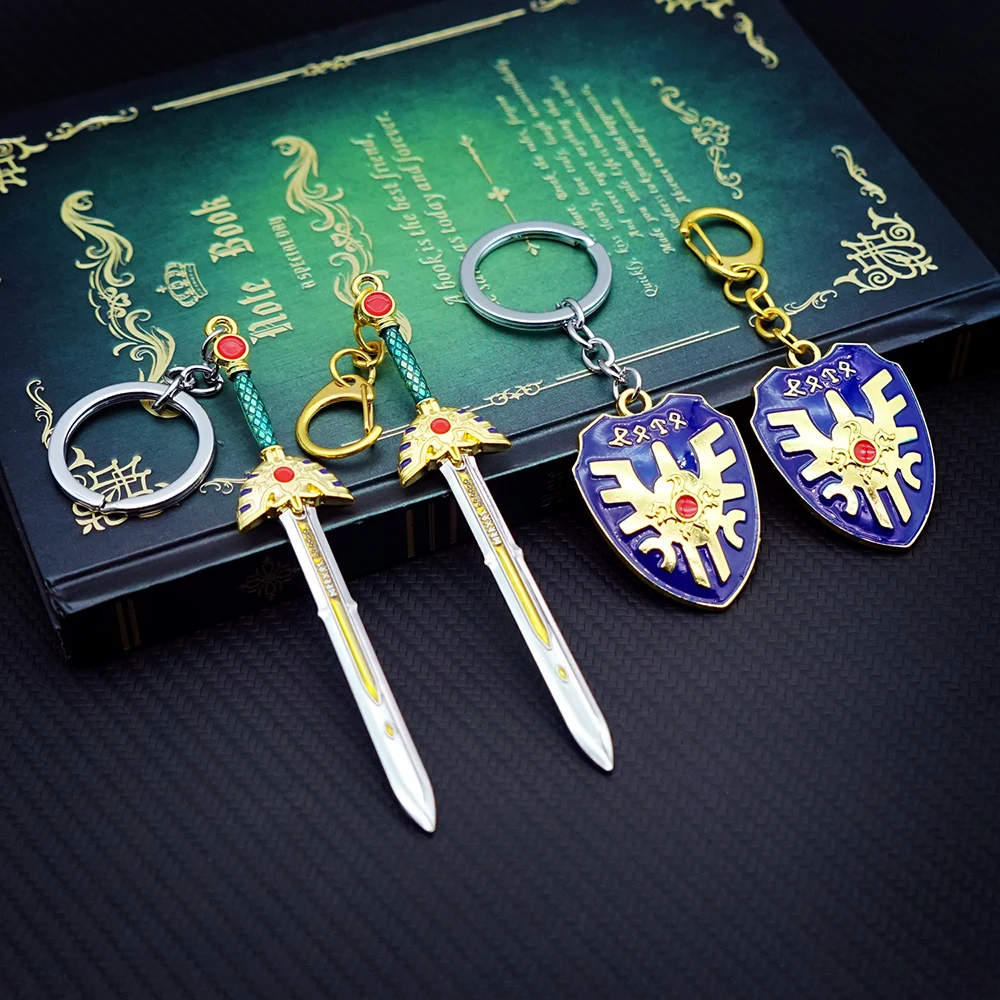 

Doragon Kuesuto Keychain Shield Sword of Road Key Chain Dragon Quest Keyring Keychains for Men Game Accessories Car llaveros