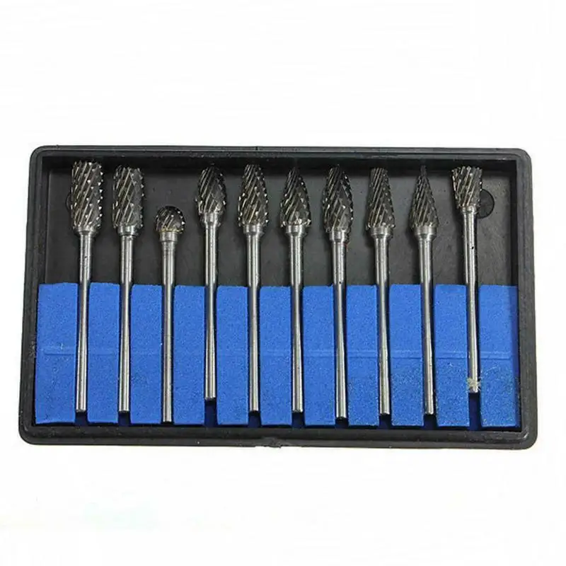Carbide Burr Set Tungsten Carbide Rotary File Set 10PC Double Cut Rotary Cutting Burrs Die Grinder Bits For Steel And Wood
Carbide Burr Set Tungsten Carbide Rotary File Set 10PC Double Cut Rotary Cutting Burrs Die Grinder Bits For Steel And Wood