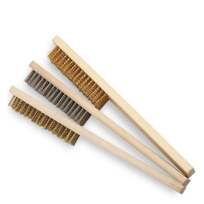 

3Pcs Wire brush industrial descaling plated pure copper Wire brush Hard-bristled iron cleaning brush Rust removal