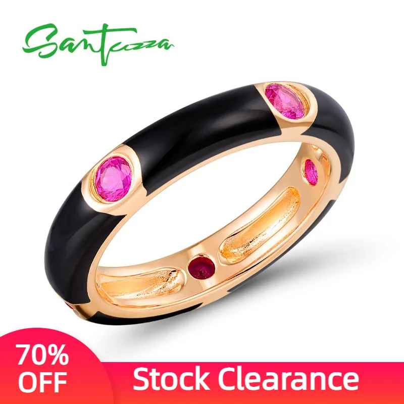 

Женское серебряное кольцо Santuzza, из серебра 925 пробы с натуральными красными камнями, с черной эмалью, ручная работа, модные ювелирные украшения