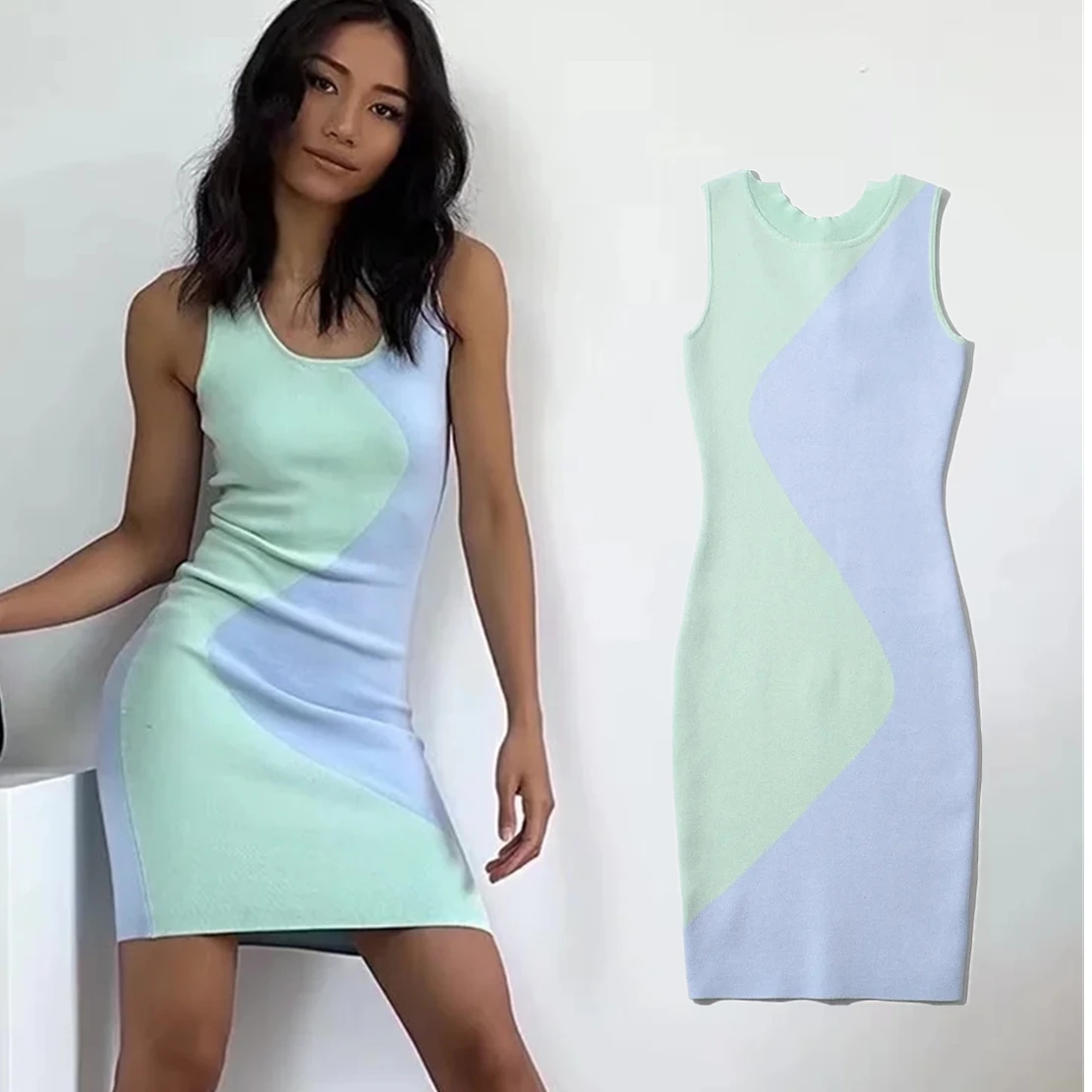 Withered England Style High Street Retro Color Contrast Sheath Knitted Dress 2022 Sexy Summer Mini Tank Dress Women
Withered England Style High Street Retro Color Contrast Sheath Knitted Dress 2022 Sexy Summer Mini Tank Dress Women