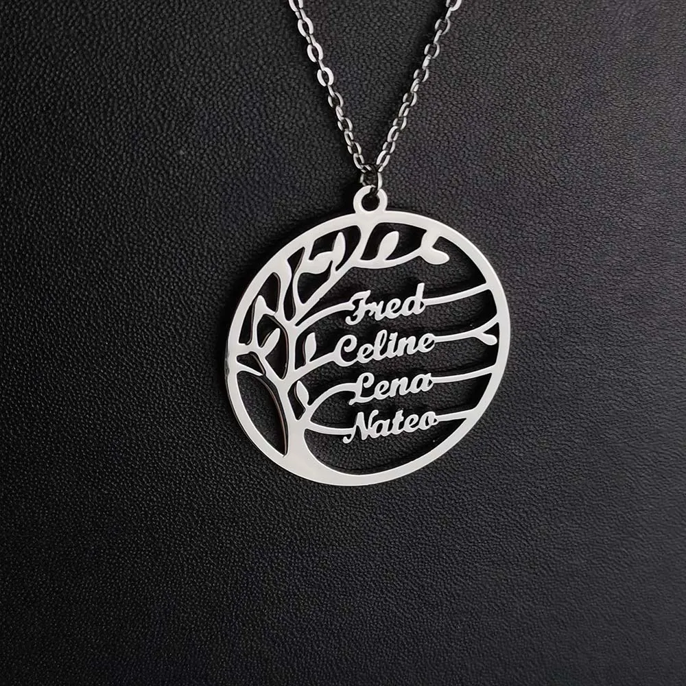 Custom Tree of Life Necklace for Women Stainless Steel Family 1-4 Names Round Pendant Necklaces Jewelry Parents Christmas Gifts
Custom Tree of Life Necklace for Women Stainless Steel Family 1-4 Names Round Pendant Necklaces Jewelry Parents Christmas Gifts