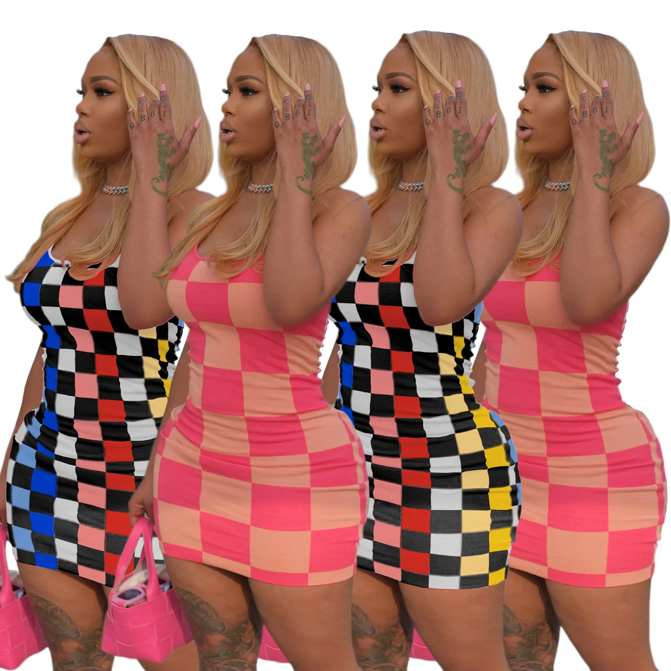 Women's Nightclub Party Plaid Print Bodycon Sling Dress Sexy Adjustable Spaghetti Straps Bag Hip Miniskirt Dresses Beach Dress
Women's Nightclub Party Plaid Print Bodycon Sling Dress Sexy Adjustable Spaghetti Straps Bag Hip Miniskirt Dresses Beach Dress