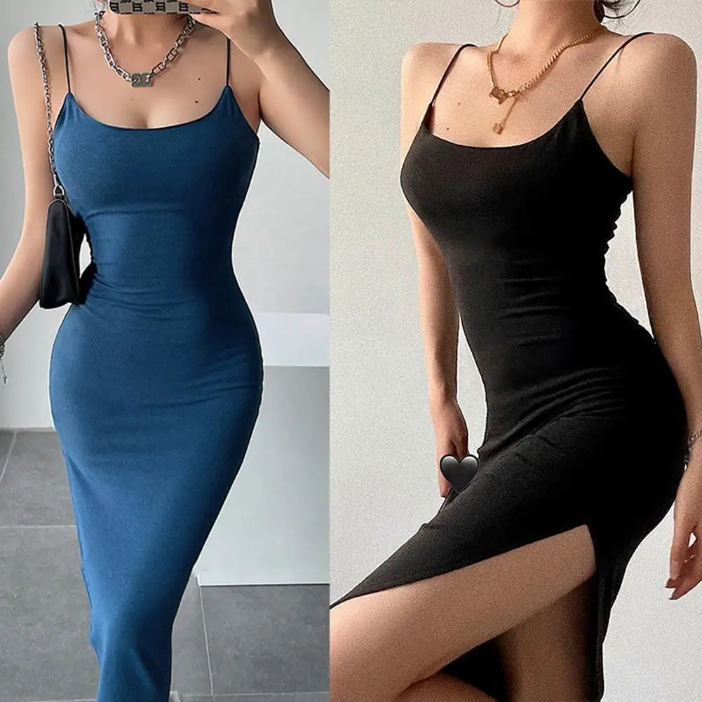 Women Dress Sexy Slit Suspender Skirt Solid Color Sleeveless Leisure Breathable Party Solid Dresses Summer Street Lady Sundress
Women Dress Sexy Slit Suspender Skirt Solid Color Sleeveless Leisure Breathable Party Solid Dresses Summer Street Lady Sundress