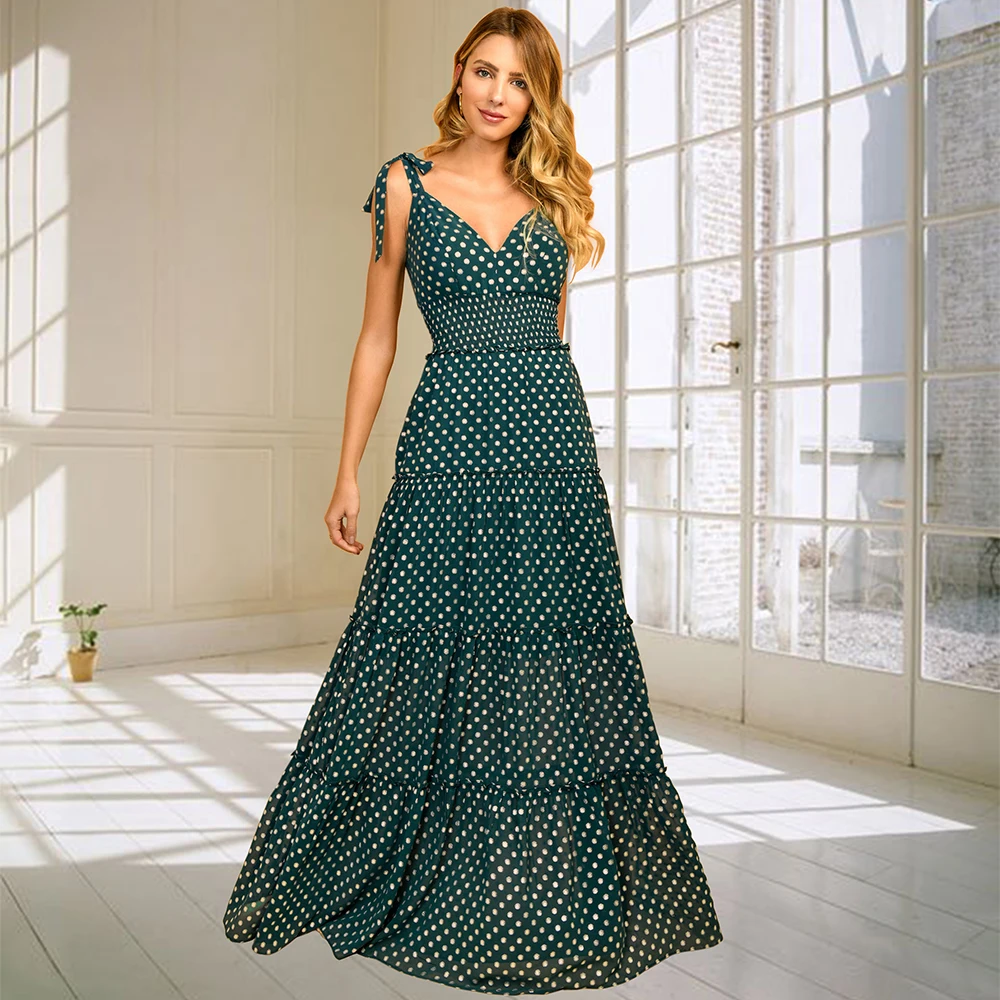 Summer Casual Long Dress Boho Style Halter Polka Dot Dresses Women Elegant Party Print Dresses Ladies
Summer Casual Long Dress Boho Style Halter Polka Dot Dresses Women Elegant Party Print Dresses Ladies