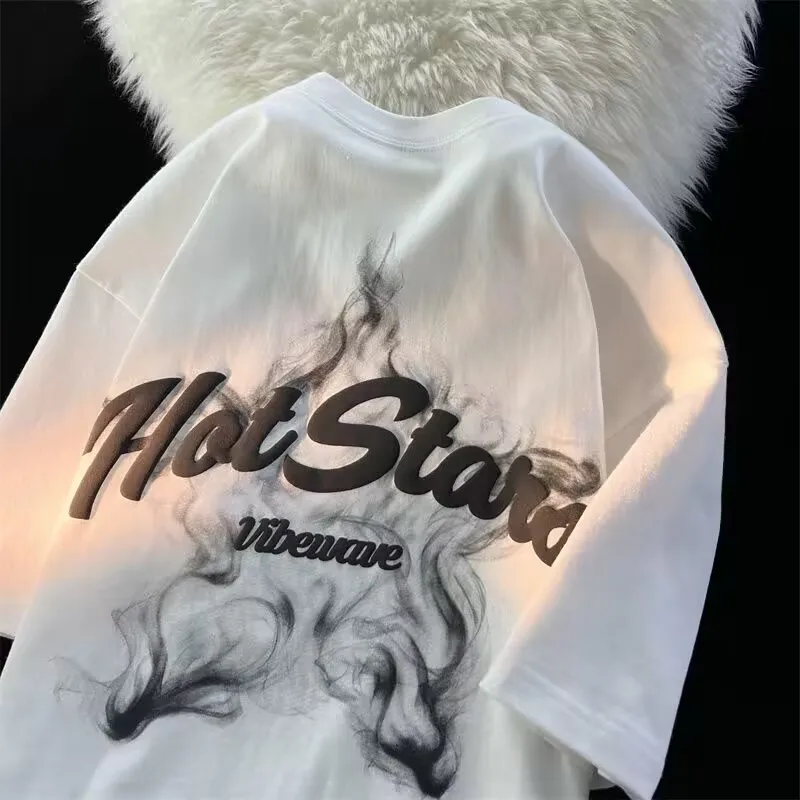 American High Street Flame Star Cotton Short Sleeve T-shirt for Men and Women Summer INS Loose Versatile Half Sleeve Top
American High Street Flame Star Cotton Short Sleeve T-shirt for Men and Women Summer INS Loose Versatile Half Sleeve Top