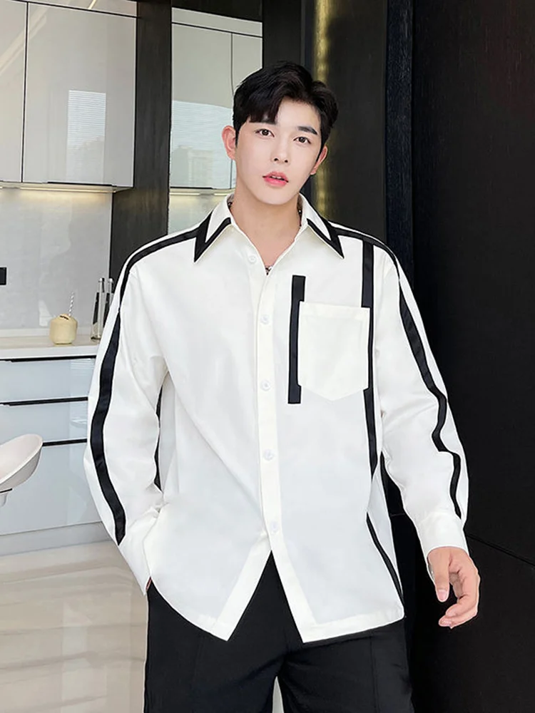 Men Clothing 2022 Designer Ribbon Splicing Temperament Versatile Long Sleeve Shirt For Male Tops Single Breasted Fashion
Men Clothing 2022 Designer Ribbon Splicing Temperament Versatile Long Sleeve Shirt For Male Tops Single Breasted Fashion