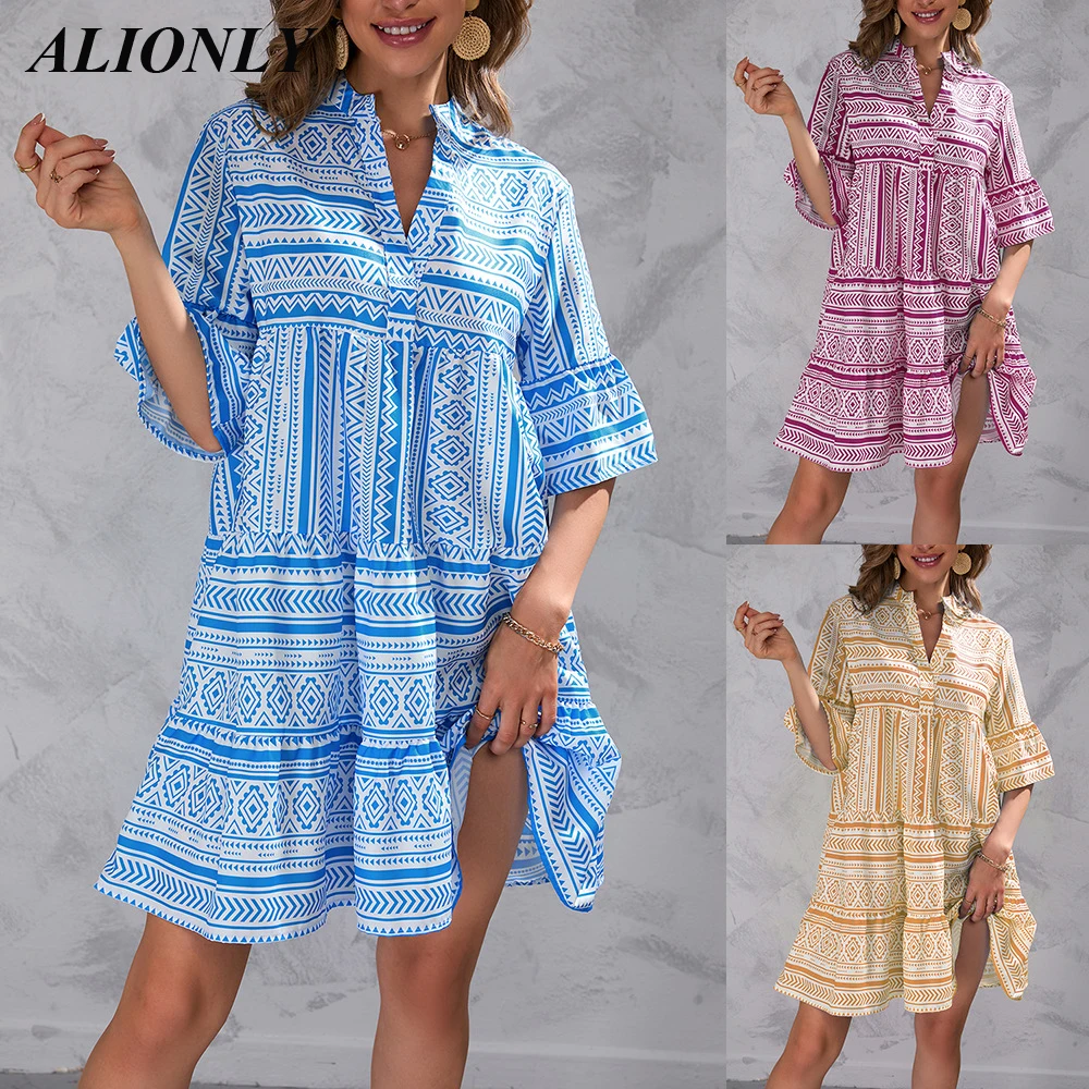Alionly vestidos Dresses for Women 2022 Summer Striped Print Five-Quarter Sleeve Dress V-Neck Mid-Waist платье женское
Alionly vestidos Dresses for Women 2022 Summer Striped Print Five-Quarter Sleeve Dress V-Neck Mid-Waist платье женское
