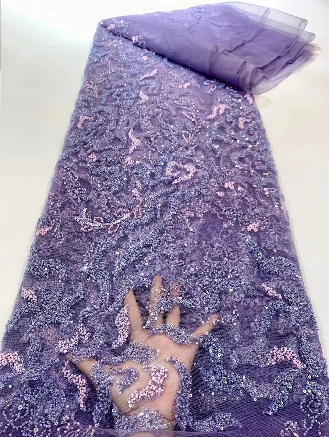 2023 New Arrival Beaded French Net Lace fabric peach African Tulle Lace Fabrics With Sequins Embroidery For Party Dress PL345-5
2023 New Arrival Beaded French Net Lace fabric peach African Tulle Lace Fabrics With Sequins Embroidery For Party Dress PL345-5