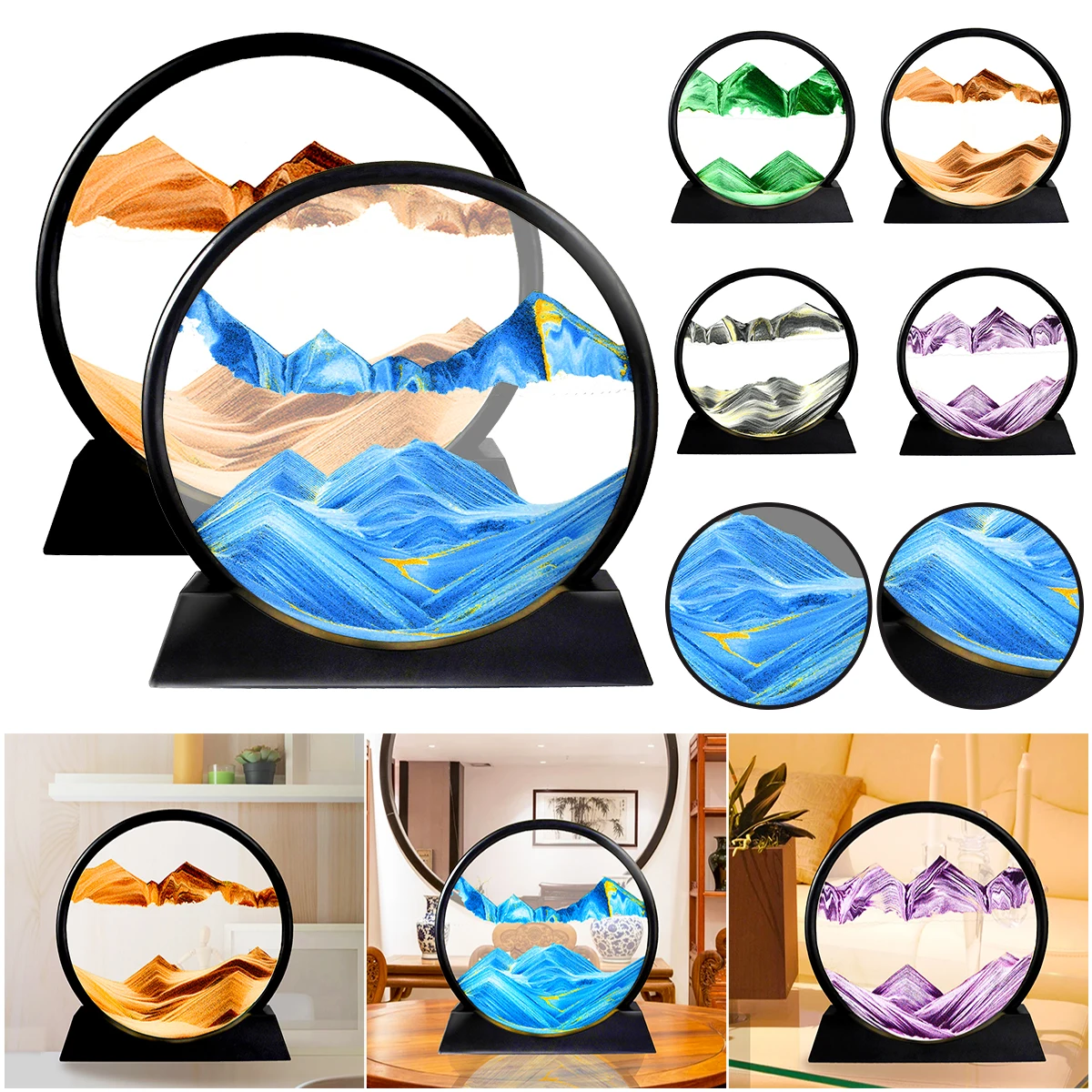 7/12in 3D Moving Sand Art Picture Round Glass Hourglass Art Painting Deep Sea Sandscape in Motion Flowing Display for Home Decor
7/12in 3D Moving Sand Art Picture Round Glass Hourglass Art Painting Deep Sea Sandscape in Motion Flowing Display for Home Decor