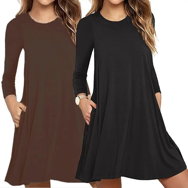 Women's round neck long sleeve dress, plain T-shirt, loose casual street clothes,Solid pocket dress sexy dress
Women's round neck long sleeve dress, plain T-shirt, loose casual street clothes,Solid pocket dress sexy dress