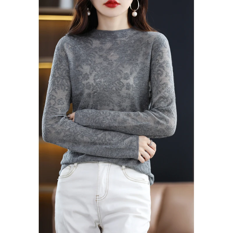 Spring Autumn New Style Woolen Sweater Women's Half-high Neck Hollow-out Sweater Loose Pullover Knitted Bottoms Are Versatile
Spring Autumn New Style Woolen Sweater Women's Half-high Neck Hollow-out Sweater Loose Pullover Knitted Bottoms Are Versatile