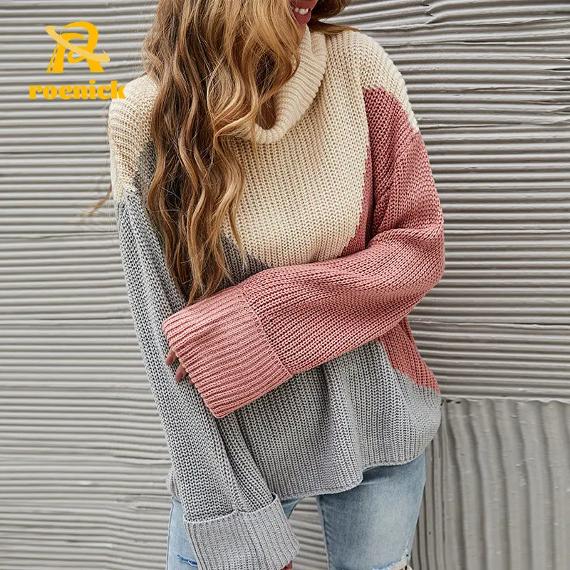 ROENICK Women's Turtleneck Loose Contrast Color Pullover Sweaters Female Patchwork Long Sleeve Knitted Tops Korean Casual Jumper
ROENICK Women's Turtleneck Loose Contrast Color Pullover Sweaters Female Patchwork Long Sleeve Knitted Tops Korean Casual Jumper