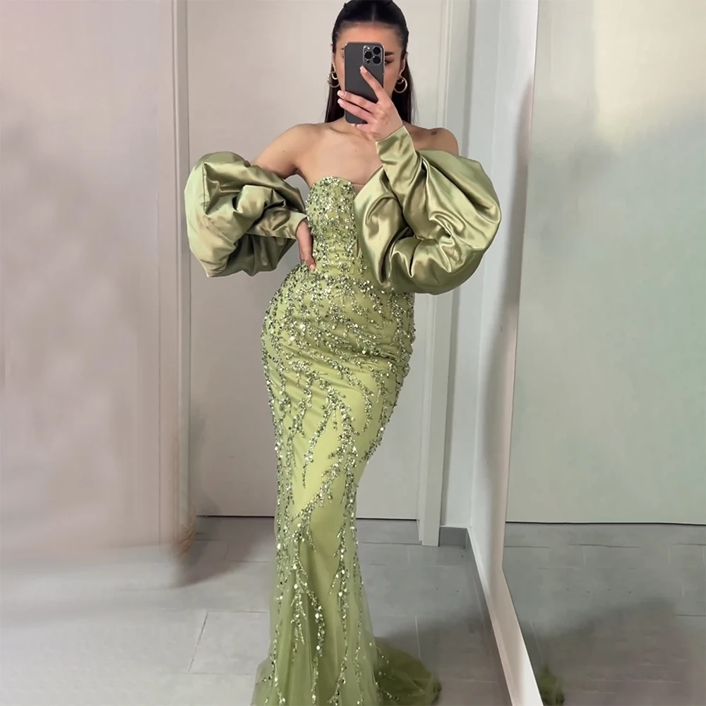 Private Custom Luxury Mermaid Strapless Sleeveless Evening Dress Sweetheart Puff Sleeves FloorLength Gowns Formal Party Gowns
Private Custom Luxury Mermaid Strapless Sleeveless Evening Dress Sweetheart Puff Sleeves FloorLength Gowns Formal Party Gowns