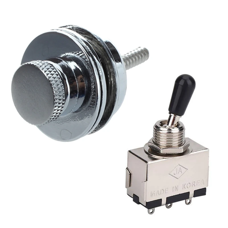 Flat Head Chrome Strap Lock For Electric Guitar With Guitar 3 Way Toggle Switch, Metal Enclosed 3 Way Selector Switch
Flat Head Chrome Strap Lock For Electric Guitar With Guitar 3 Way Toggle Switch, Metal Enclosed 3 Way Selector Switch
