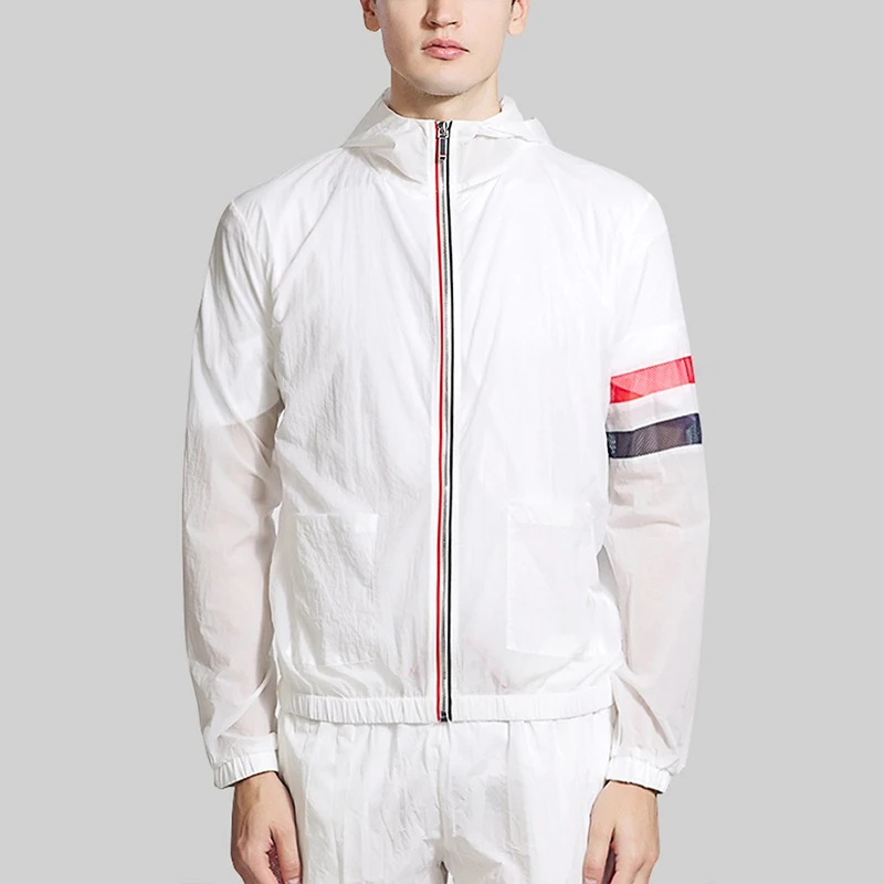 

Мужская Солнцезащитная куртка TB THOM, модная брендовая легкая велосипедная рубашка с длинным рукавом, толстовка в Корейском стиле на молнии с карманами