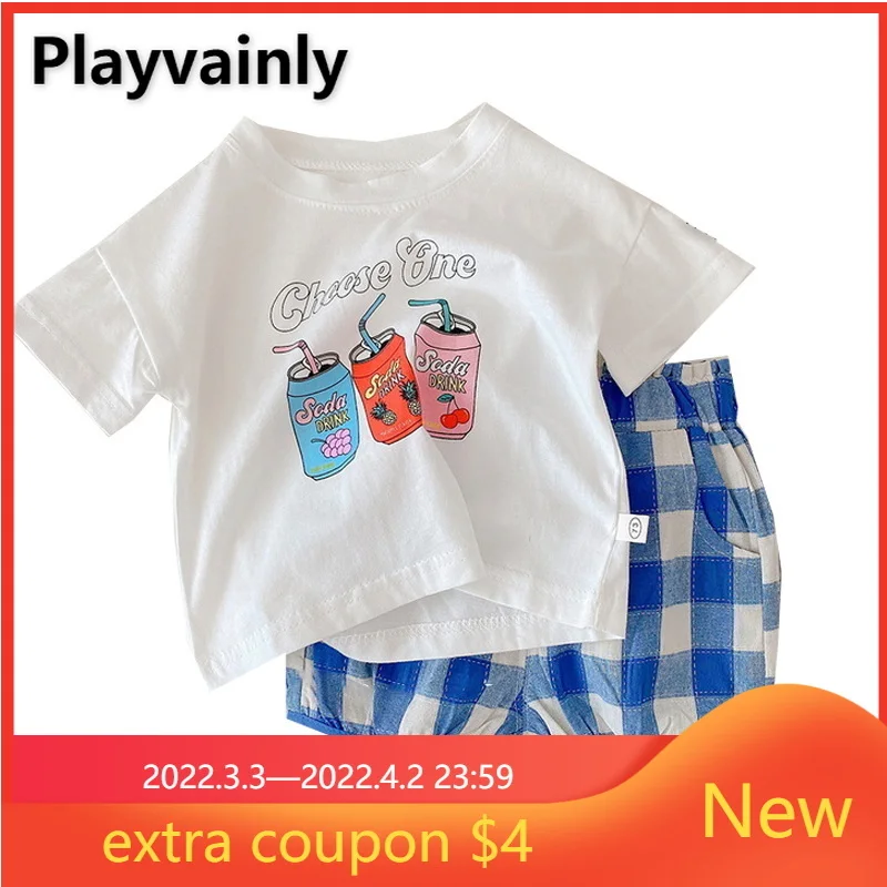 2022 New Summer Baby Boy Girl 2pcs Sets Short Sleeves Round Collar White T-Shirt+Blue Plaid Short Casual Style Kids Clothes E067
2022 New Summer Baby Boy Girl 2pcs Sets Short Sleeves Round Collar White T-Shirt+Blue Plaid Short Casual Style Kids Clothes E067