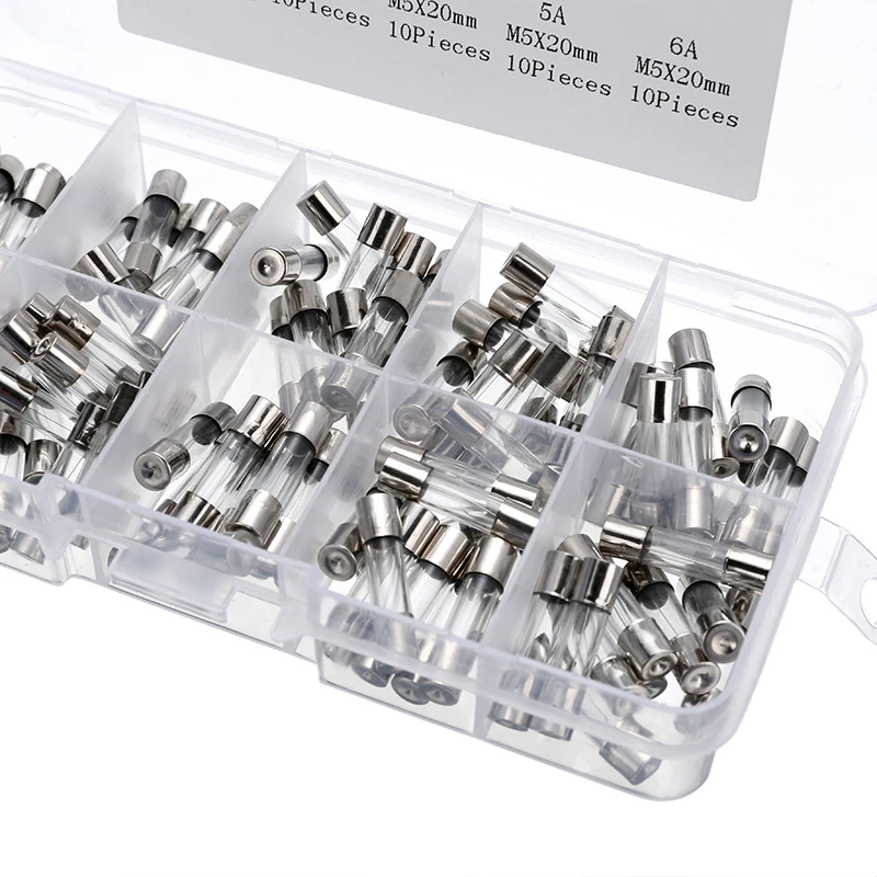100PCS Glass Insurance Tube Fuse 5x20mm Fast-blow With Box 250V 0.2A 0.5A 2A 3A 5A 8A 10A 15A 20A" Electrical Equipment
100PCS Glass Insurance Tube Fuse 5x20mm Fast-blow With Box 250V 0.2A 0.5A 2A 3A 5A 8A 10A 15A 20A" Electrical Equipment