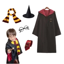 Harries Cloak School of Witchcraft and Wizardry Kid Halloween Costume Cosplay Clothing Christmas Party Robe Scarf Tie