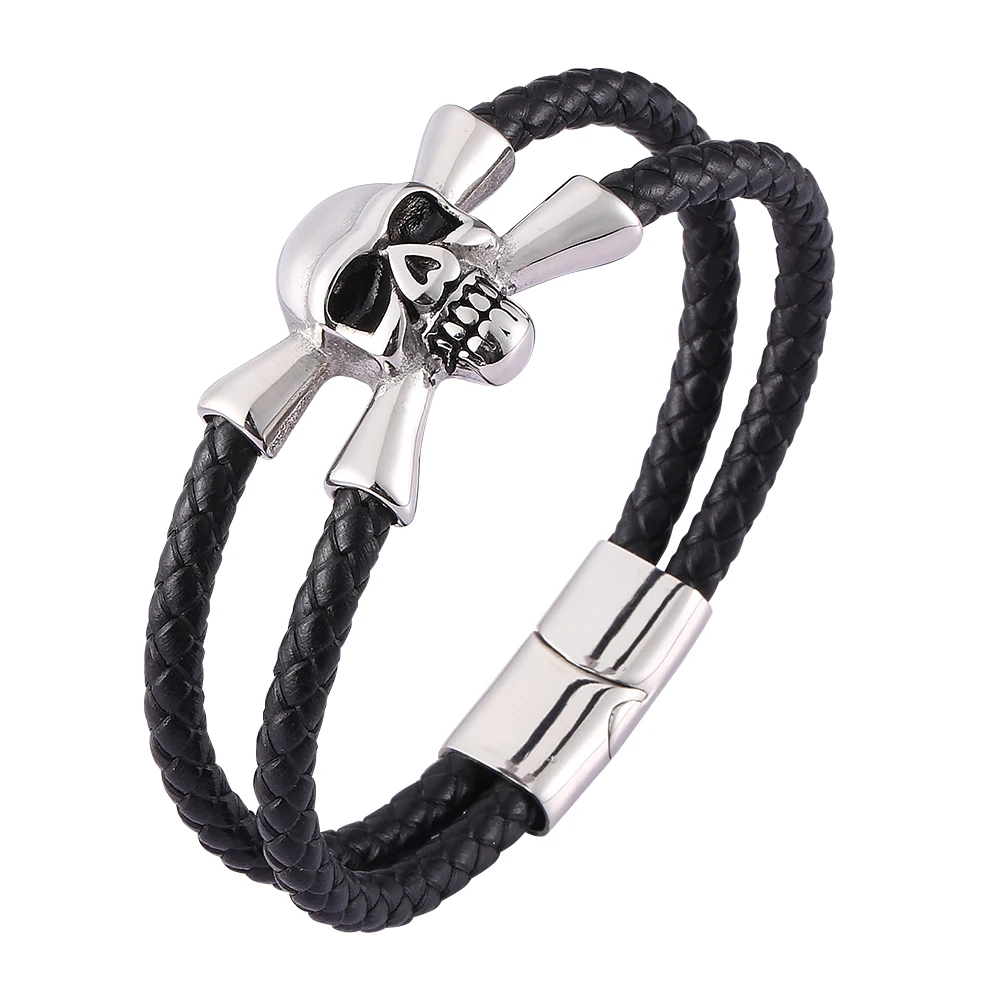 Vintage Stainless Steel Skull Shape Accessories Black Braided Leather Bracelet Men Punk Bangles Male Fashion Jewelry Gifts
Vintage Stainless Steel Skull Shape Accessories Black Braided Leather Bracelet Men Punk Bangles Male Fashion Jewelry Gifts