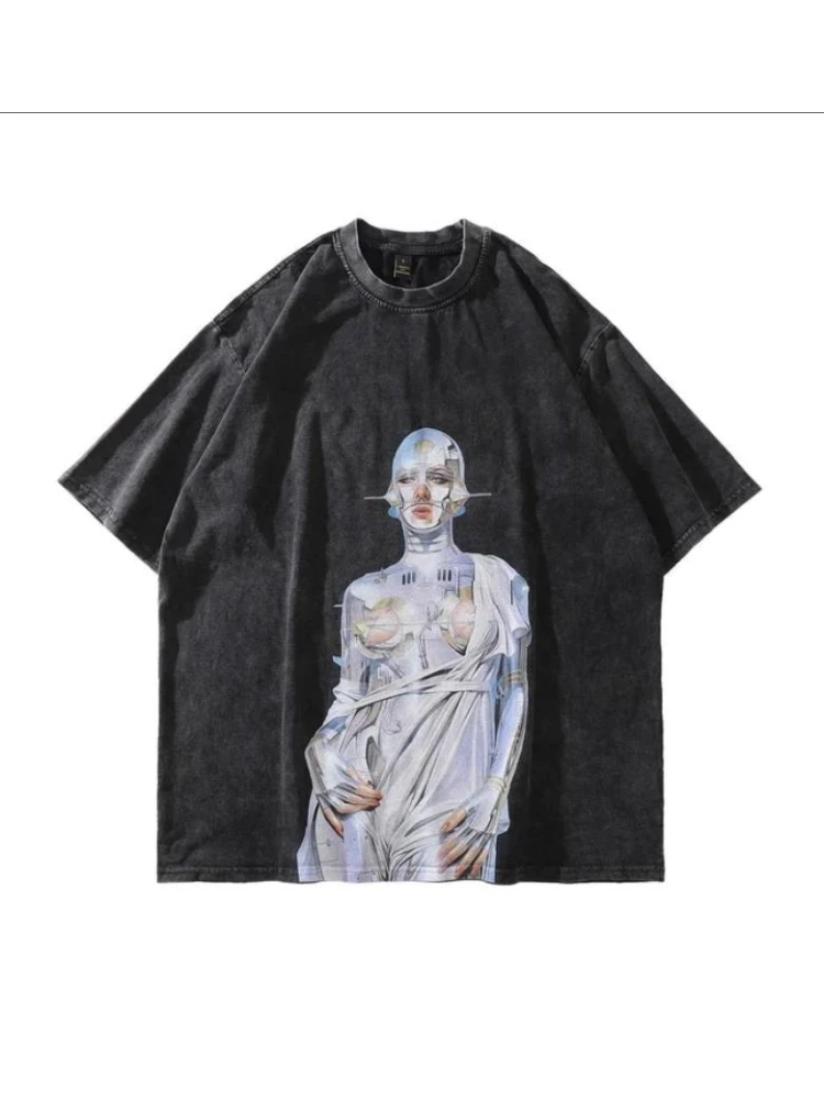 New Gothic Hand-painted Printed T-shirt Women Washed Old T-shirt Heavy Cotton Hip-hop T-shirt Couple Streetwear Summer
New Gothic Hand-painted Printed T-shirt Women Washed Old T-shirt Heavy Cotton Hip-hop T-shirt Couple Streetwear Summer