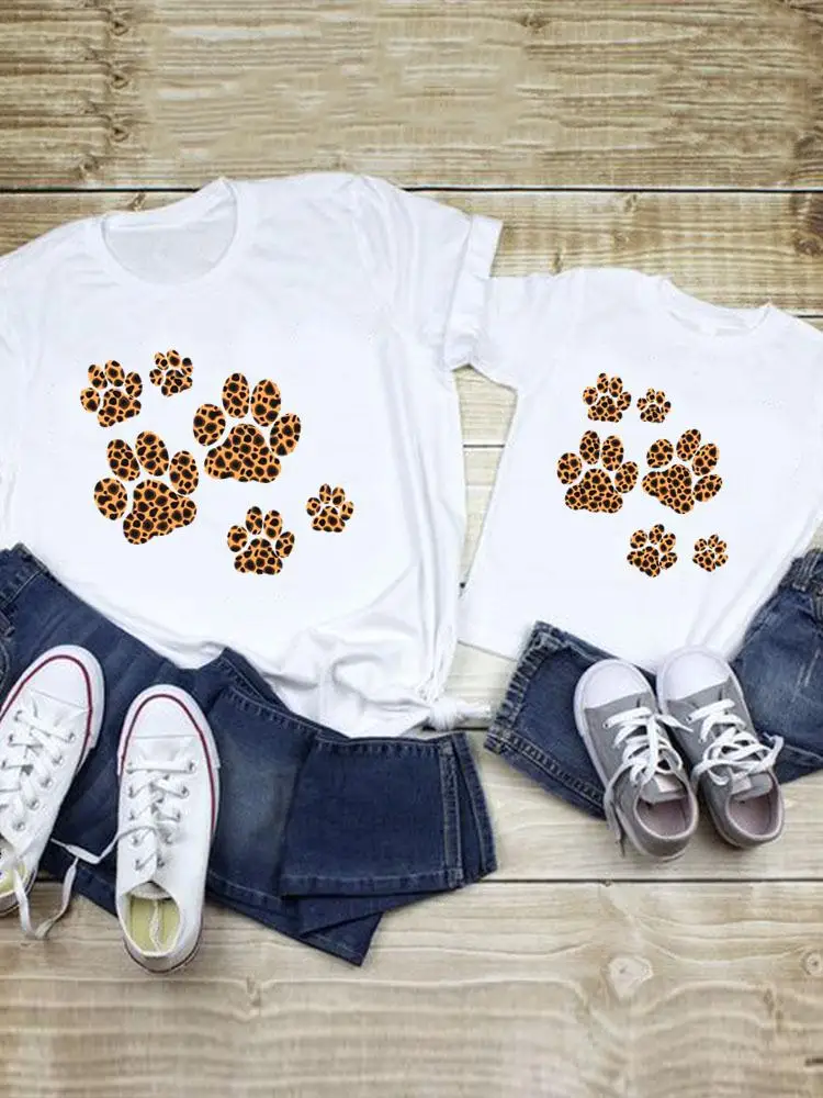 Tee Family Matching Outfits Leopard Paw Cat Dog Casual Women Kid Child Summer Mom Mama Mother Graphic T-shirt Clothes Clothing
Tee Family Matching Outfits Leopard Paw Cat Dog Casual Women Kid Child Summer Mom Mama Mother Graphic T-shirt Clothes Clothing