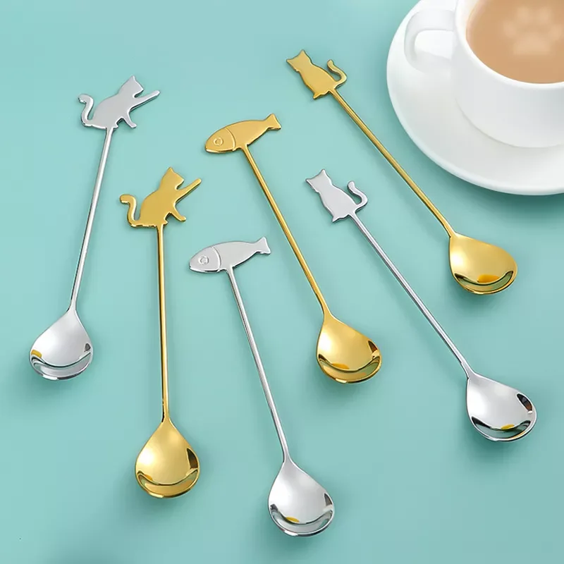 2022New 1Pcs 304 Stainless Steel Fish Cat Design Tableware Gold/Silver Teaspoon Coffee Stirring Spoons Kitchen Accessories
2022New 1Pcs 304 Stainless Steel Fish Cat Design Tableware Gold/Silver Teaspoon Coffee Stirring Spoons Kitchen Accessories