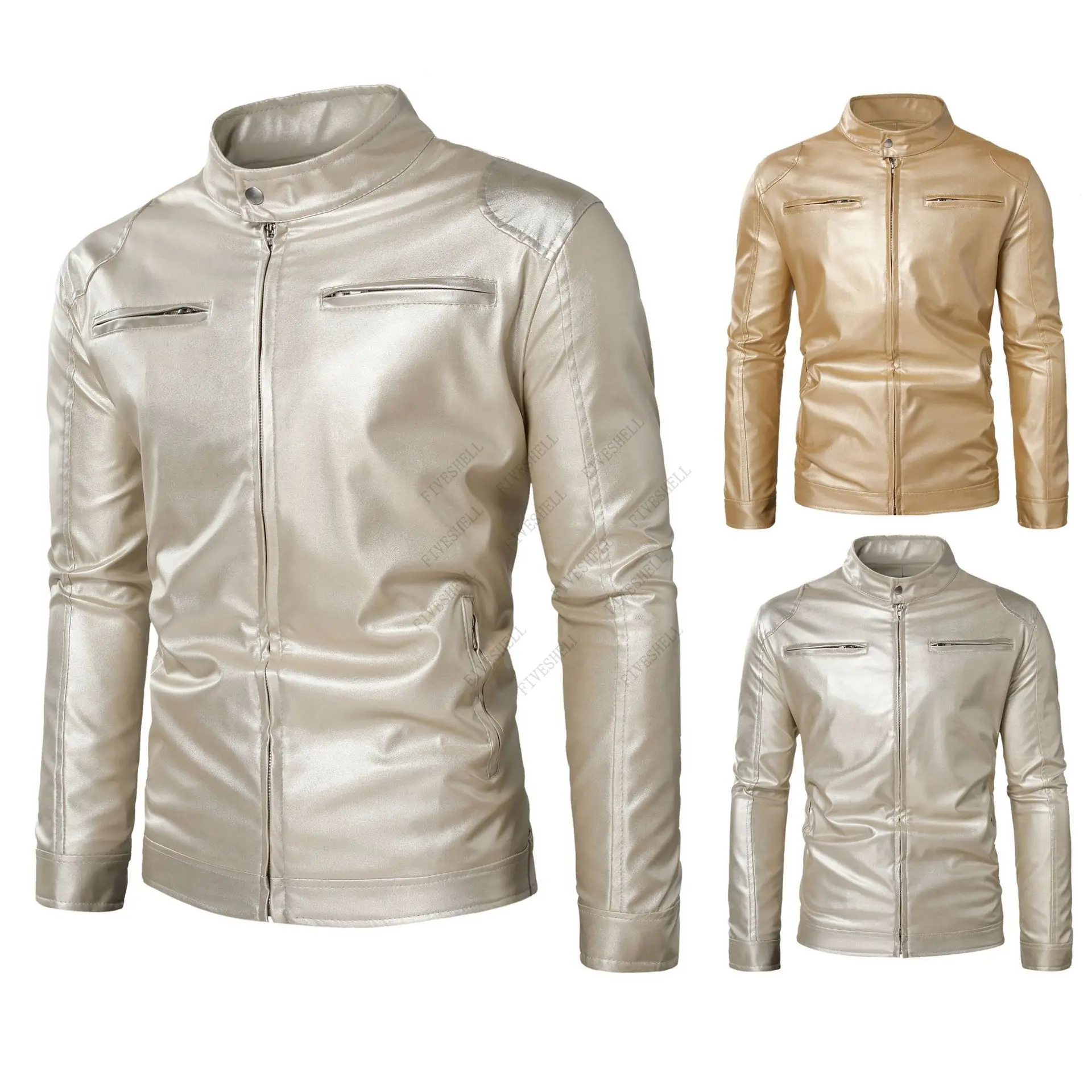 2023 Shiny Gold Metallic Jacket Men Stand Collar Zipper Baseball Bomber Jackets Men Disco Christmas Party Varsity Jacket
2023 Shiny Gold Metallic Jacket Men Stand Collar Zipper Baseball Bomber Jackets Men Disco Christmas Party Varsity Jacket