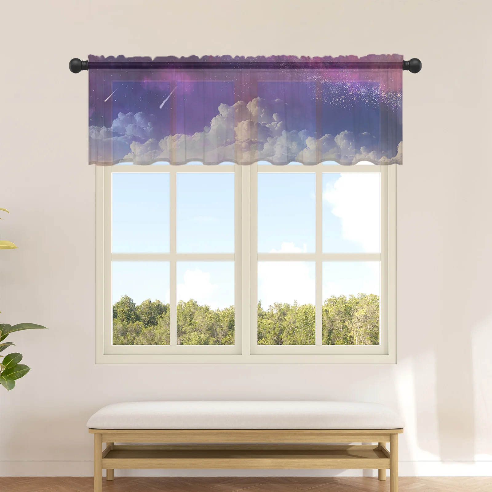 

Sky Clouds Night Sky Short Tulle Curtain Kitchen Small Curtain Sheer Curtain Living Room Home Decor Voile Drapes