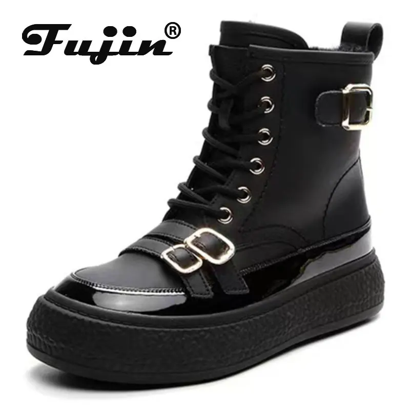 Fujin 4cm Cow Genuine Leather Ankle Mid Calf Motorcycle Booties Woman Ladies Platform Wedge Winter Sheep Plush Fur British Shoes
Fujin 4cm Cow Genuine Leather Ankle Mid Calf Motorcycle Booties Woman Ladies Platform Wedge Winter Sheep Plush Fur British Shoes
