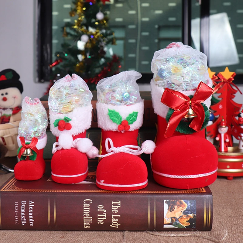

Рождественские чулки, подвесные украшения с бантом, рождественские ботинки, Подарочный мешок для конфет, подвески для рождественской елки, украшение для вечеринки