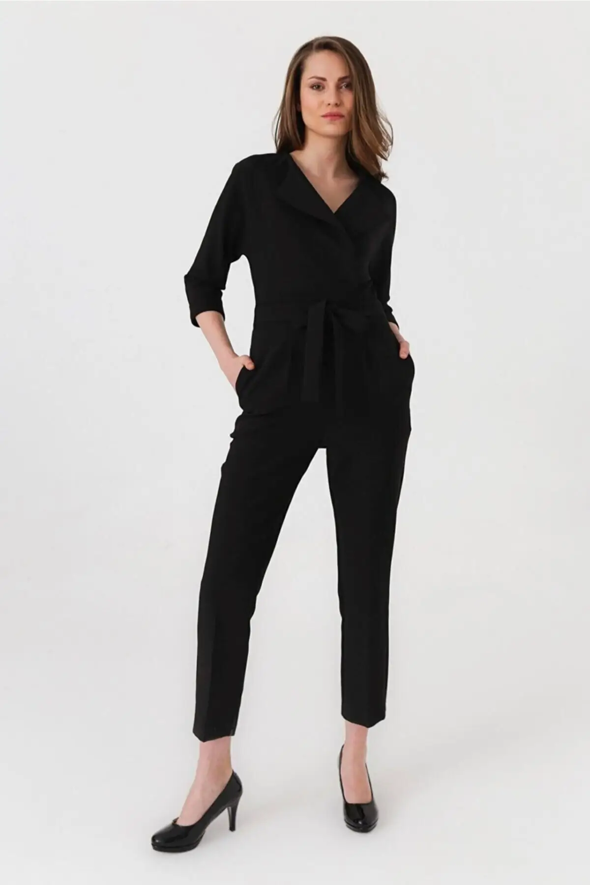 Women's Overalls Black Shawl Collar Capri Sleeve Jumpsuit Hot Casual Fashion Sleeveless Baggy Trousers Jumpsuit Jumpsuit
Women's Overalls Black Shawl Collar Capri Sleeve Jumpsuit Hot Casual Fashion Sleeveless Baggy Trousers Jumpsuit Jumpsuit