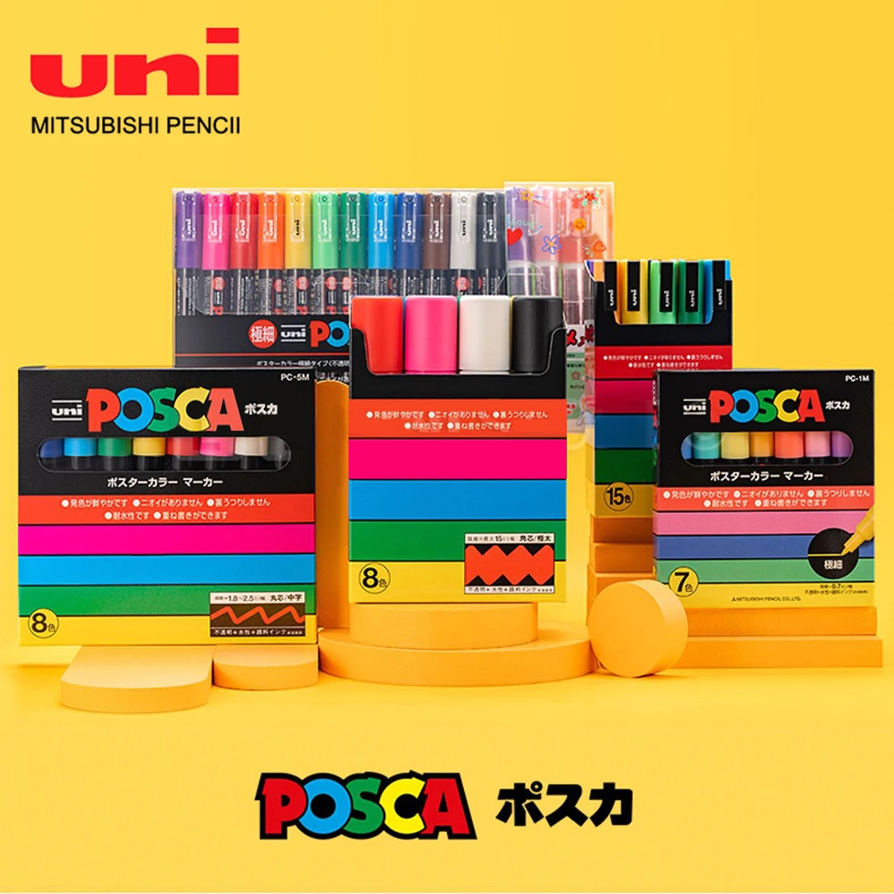 Фломастеры UNI Posca ручка в наборе фотография поп-постер 3 м/5 м реклама на водной