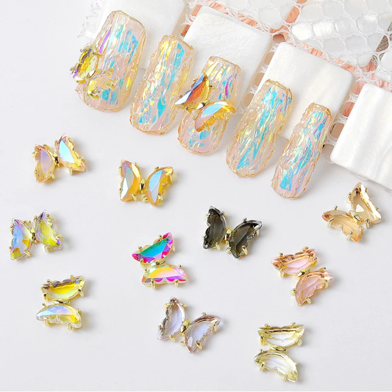 

5pcs, Nail Art Accesoires Moving Butterflys Jewelry Magic Aurora Sequins Colors For Nail Tips Decorations