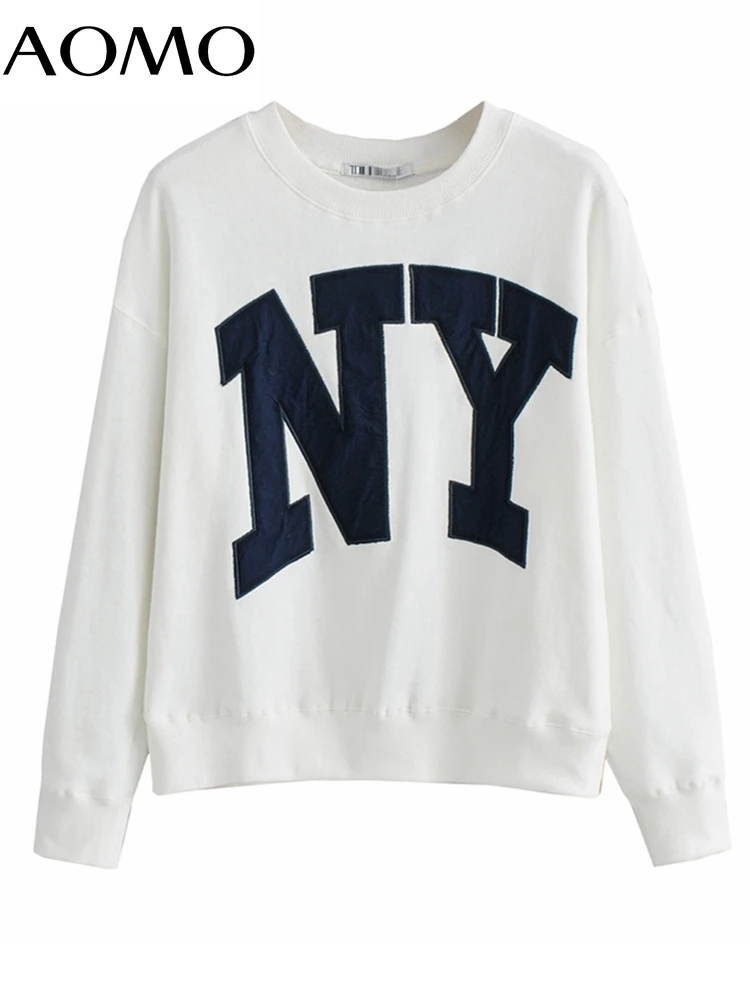 AOMO Women Fashion Letter Embroidery Sweatshirts Oversize Long Sleeve O Neck Loose Pullovers Female Tops 6B04A
AOMO Women Fashion Letter Embroidery Sweatshirts Oversize Long Sleeve O Neck Loose Pullovers Female Tops 6B04A