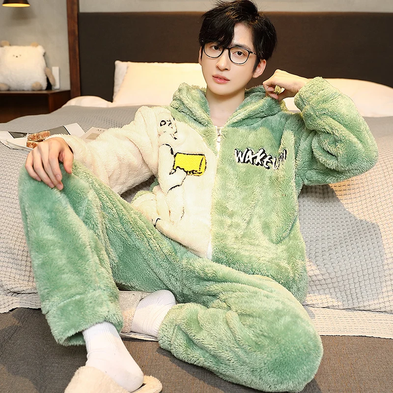 QUHENGCoral Fleece Man Pajamas Set Winter Warm Large Size Flannel Home Clothes Autumn Sleepwear Thick Warm Nightwear Homewear
QUHENGCoral Fleece Man Pajamas Set Winter Warm Large Size Flannel Home Clothes Autumn Sleepwear Thick Warm Nightwear Homewear