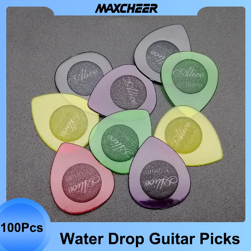 

Alice 100pcs Transparent Big/Small Mediators Durable Water Drop Guitar Picks Rain Drop Bass Guitar Plectrum 1.0/2.0/3.0mm