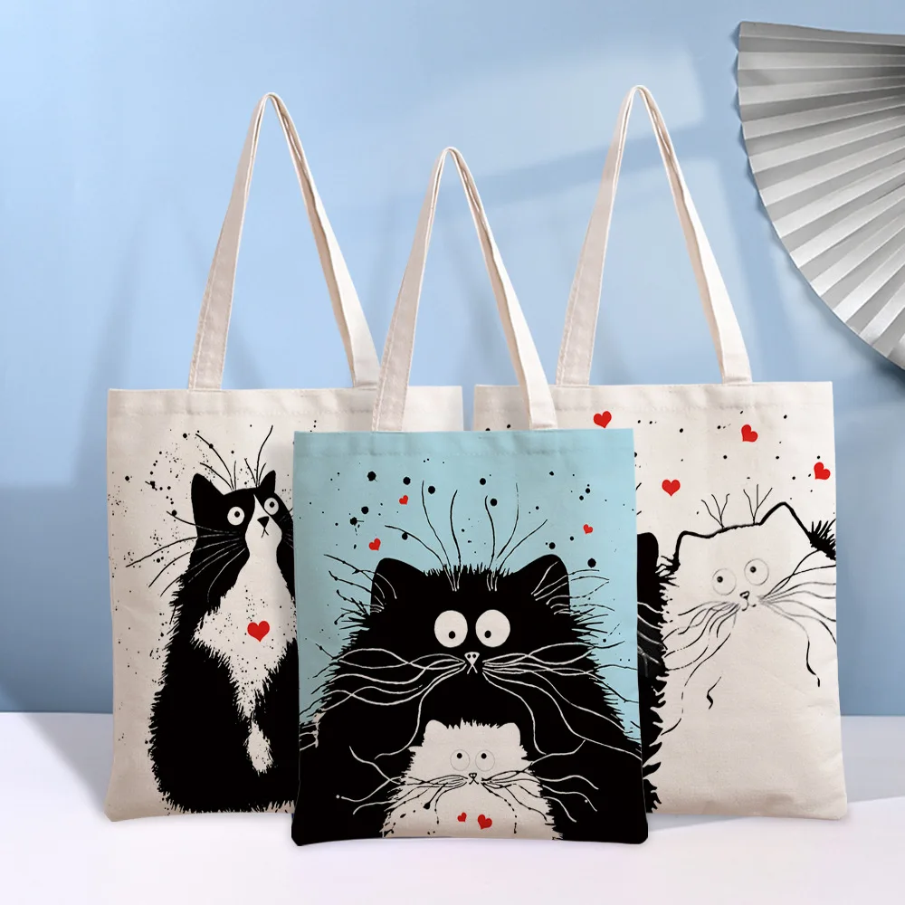 Ladies Shopping Bag Black Cat Series Handbag Foldable Reusable Shopper One Shoulder Bag Student Canvas Tote Bag Multi-purpose
Ladies Shopping Bag Black Cat Series Handbag Foldable Reusable Shopper One Shoulder Bag Student Canvas Tote Bag Multi-purpose
