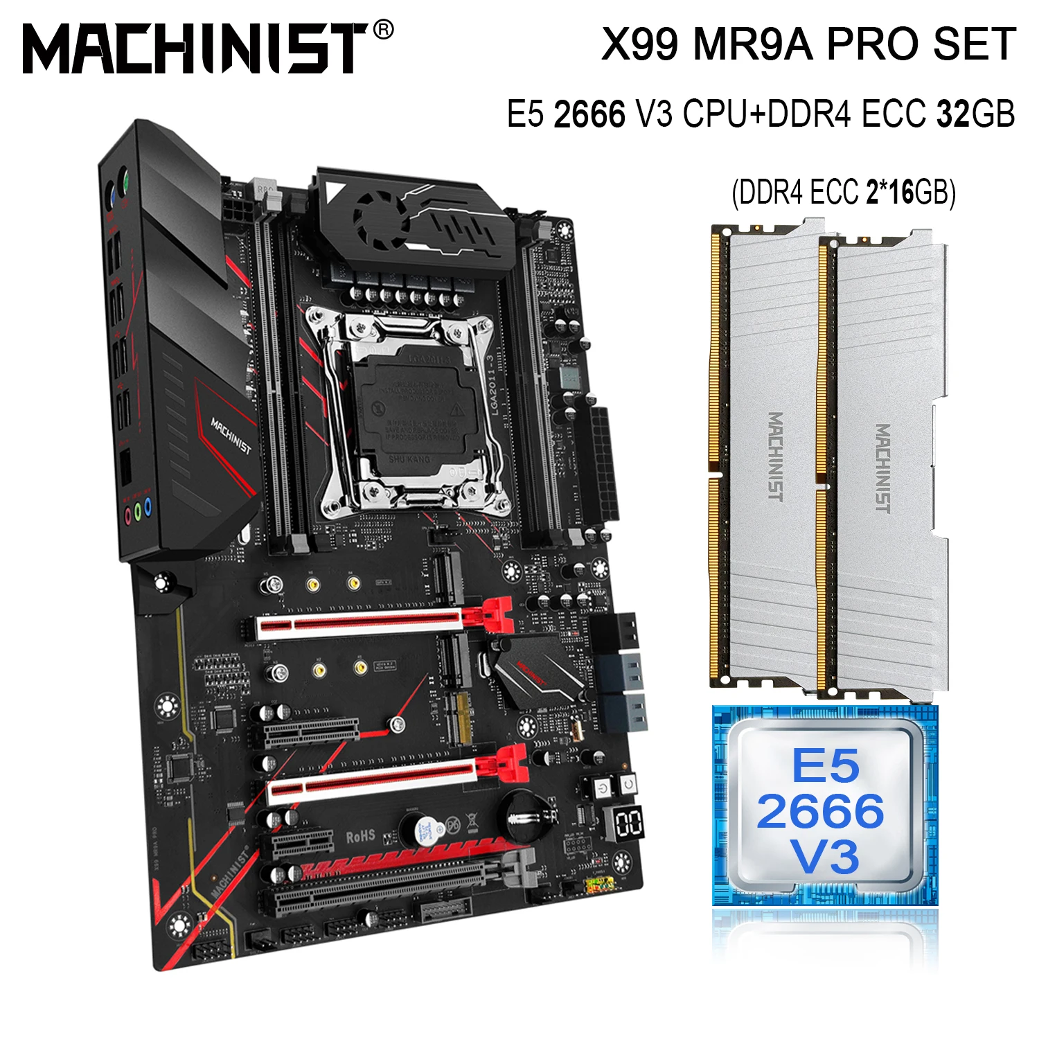MACHINIST X99 материнская плата комплект с Xeon E5 2666 V3 CPU LGA 2011-3 набора 32G(2*16) DDR4 ECC RAM память