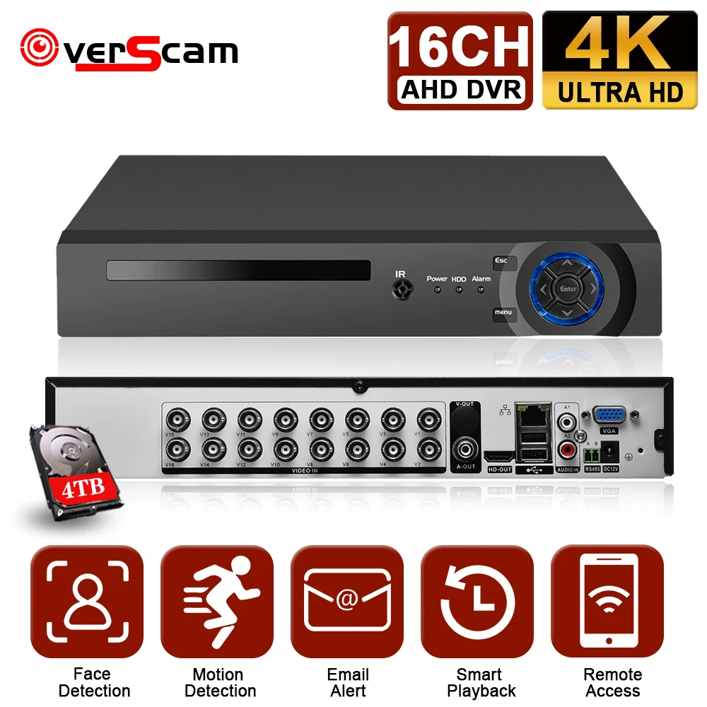 

H.265 4K 16CH AHD DVR XMEYE HVR 16 Channel 8MP Hybrid DVR NVR Security Surveillance Recorder P2P CCTV DVR Digital Video Recorder