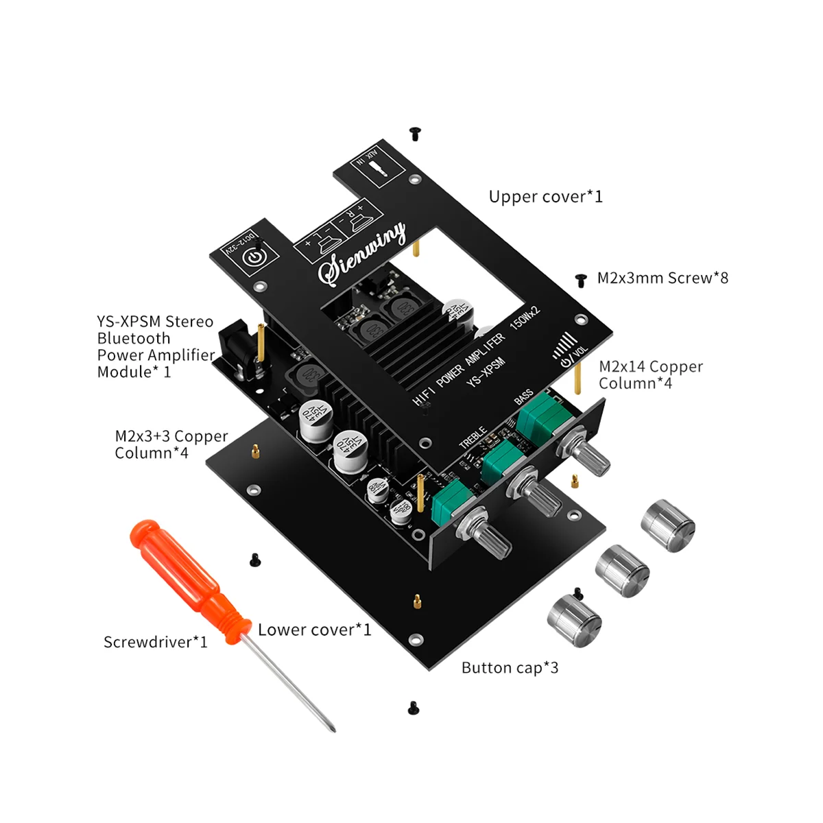 150Wx2 TDA7498E Audio Amplifier Board Stereo Treble Bass Bluetooth Audio Power Amplifier Module Dual Channel Heat Sink 
150Wx2 TDA7498E Audio Amplifier Board Stereo Treble Bass Bluetooth Audio Power Amplifier Module Dual Channel Heat Sink