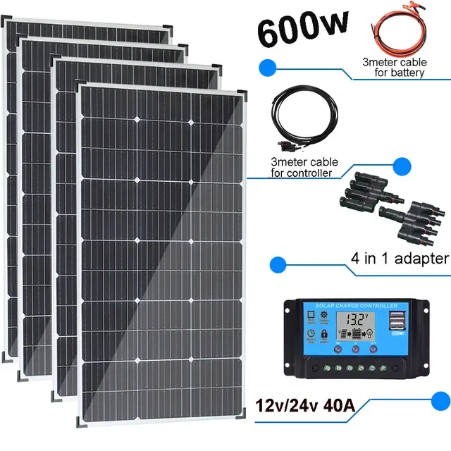 600w 450w 300w 150w Solar Panel Kit Complete with Aluminum Frame 12V Battery Charger System for Home Car Boat RV Camper Outdoor
600w 450w 300w 150w Solar Panel Kit Complete with Aluminum Frame 12V Battery Charger System for Home Car Boat RV Camper Outdoor