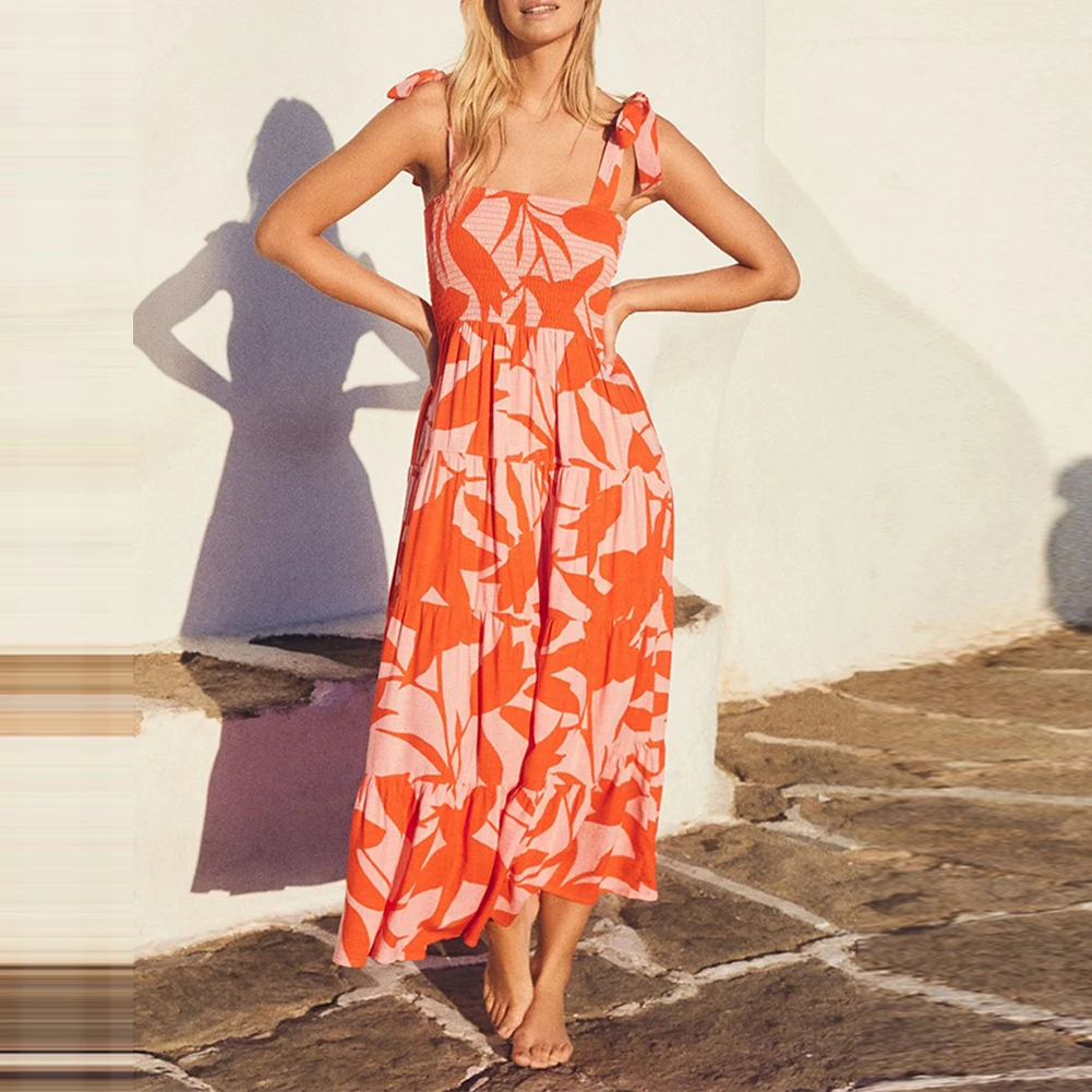 Woman Dress Tie Strap Square Neck Smocked Ruffle Flowy Floral Dots Print Summer Beach Cocktail Dress Elegant Bandage Dress
Woman Dress Tie Strap Square Neck Smocked Ruffle Flowy Floral Dots Print Summer Beach Cocktail Dress Elegant Bandage Dress